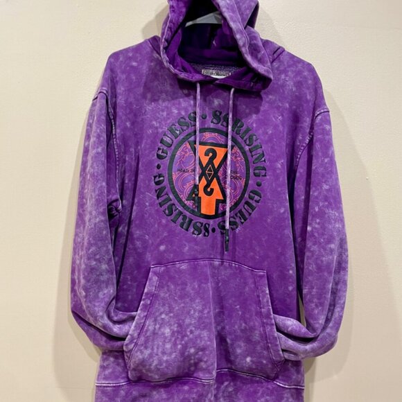 GUESS 88 RISING HOODIE SWEATSHIRT HEAD IN THE CLOUDS SZ L PURPLE ACID STREETWEAR - Picture 13 of 16